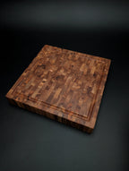 End-Grain Olive Wood Chopping Board 30 × 30 × 4cm – Double Sided