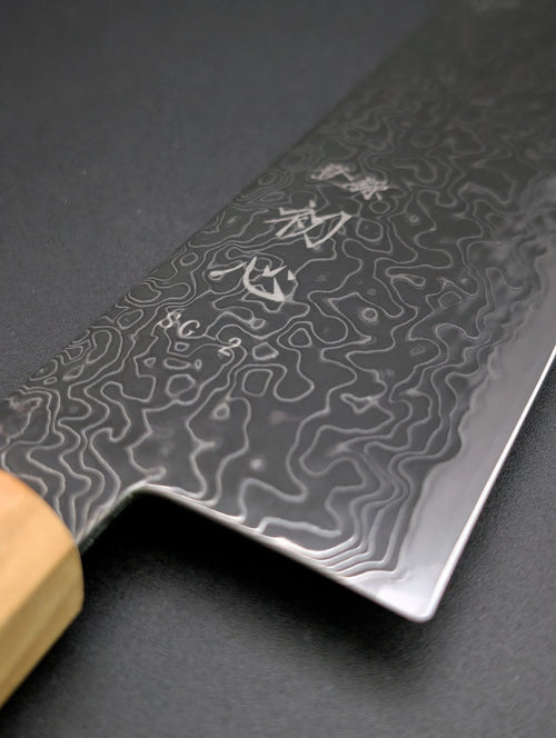 Hatsukokoro Mercury Kiri-Gyuto 210mm – SG2 Kurozome Damascus, Olivewood Handle