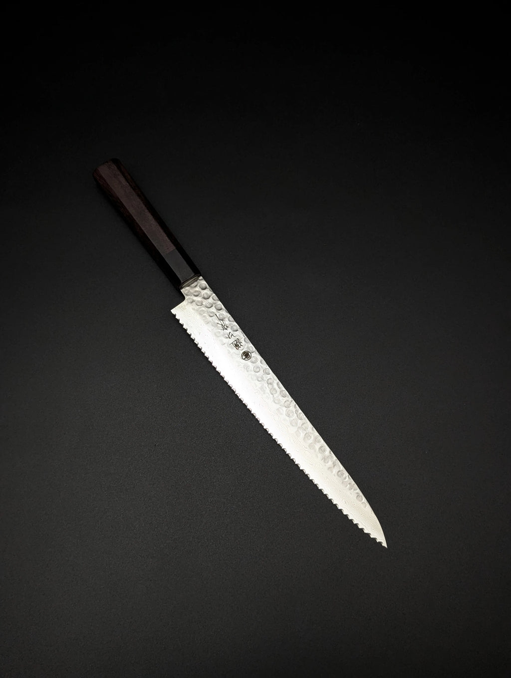 Higuchi VG10 Damascus Serrated Knife 240mm – Tsuchime – Pakka Wood Handle