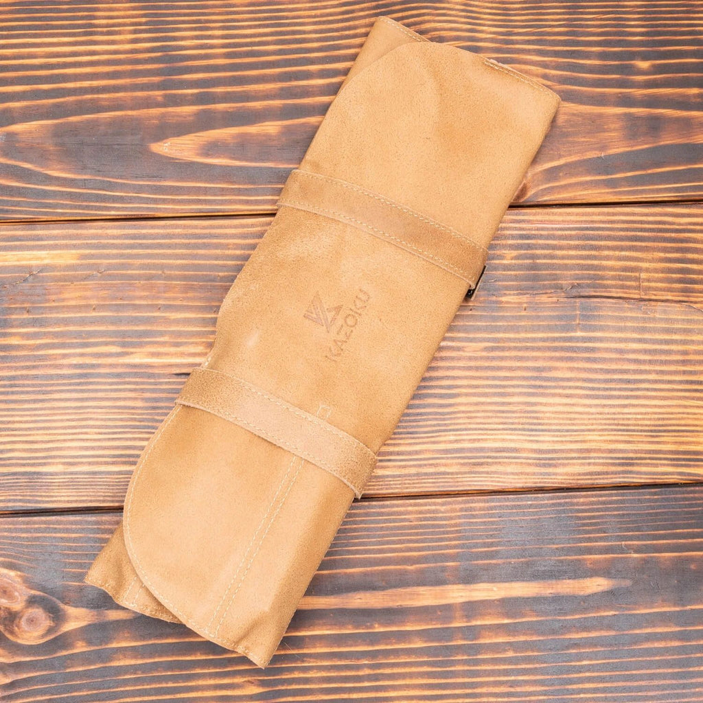 Leather Knife Folder Brown 7 compartment