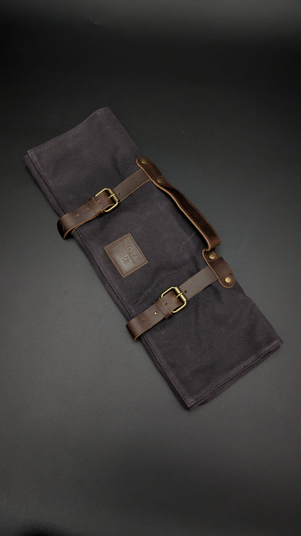 KOTAI Knife Roll-Up Bag | 8-Slot Waxed Canvas & Leather