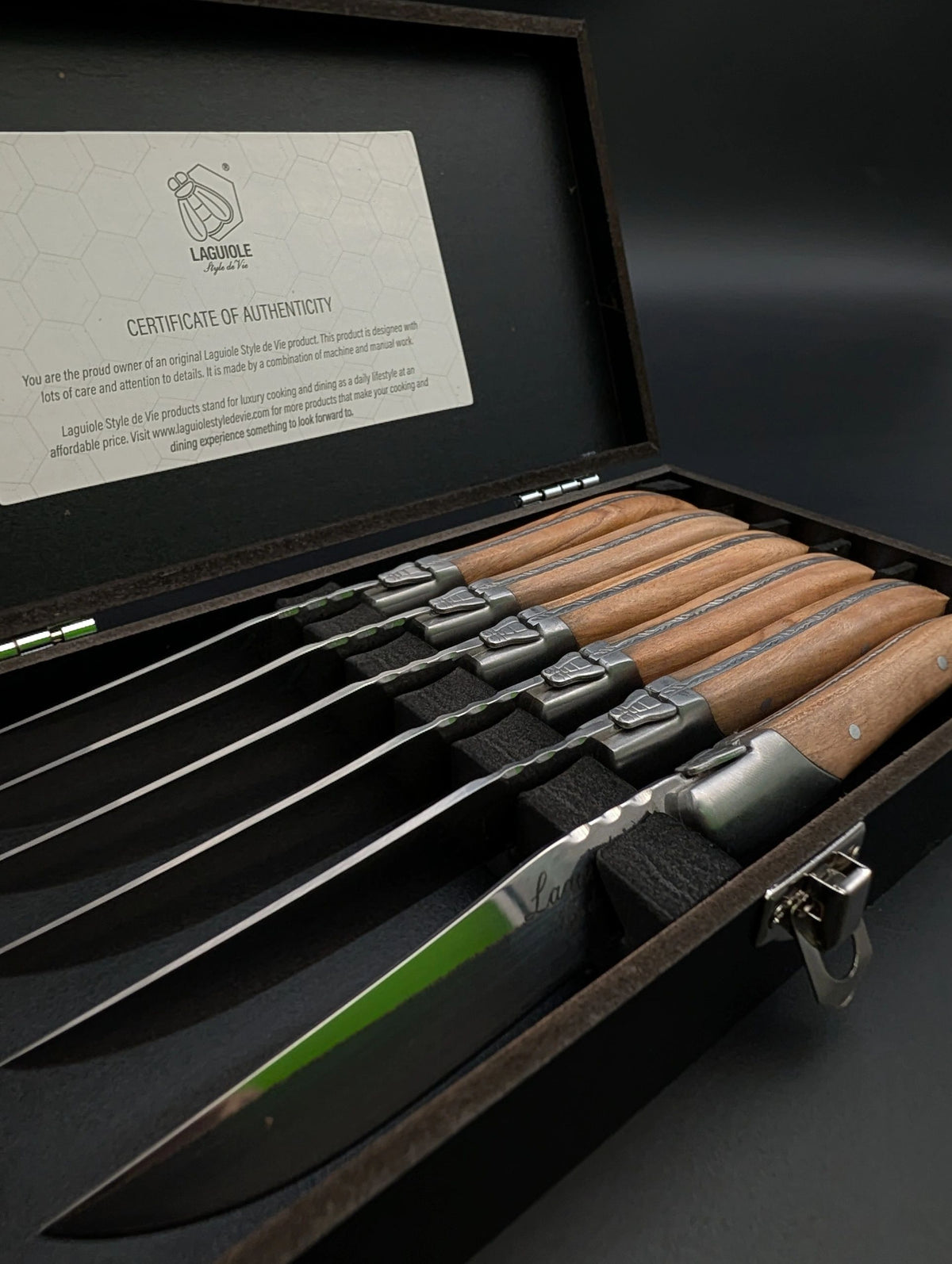 Laguiole Style de Vie Steak Knives & Forks Set – Luxury Line Olive Wood