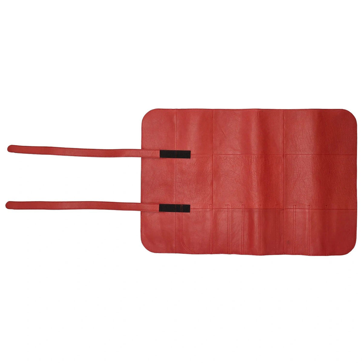 Leather Knife Case Red 9 Compartments + Tool Compartment