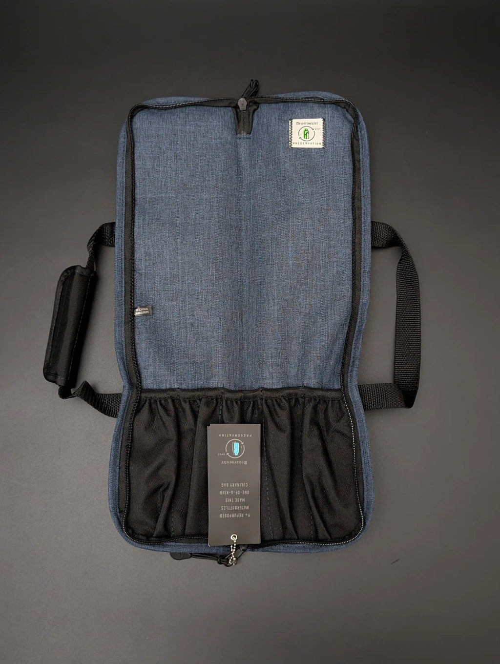 Messermeister Preservation 5-Pocket Knife Bag – Denim Blue  Sustainable Design. Professional Knife Protection.