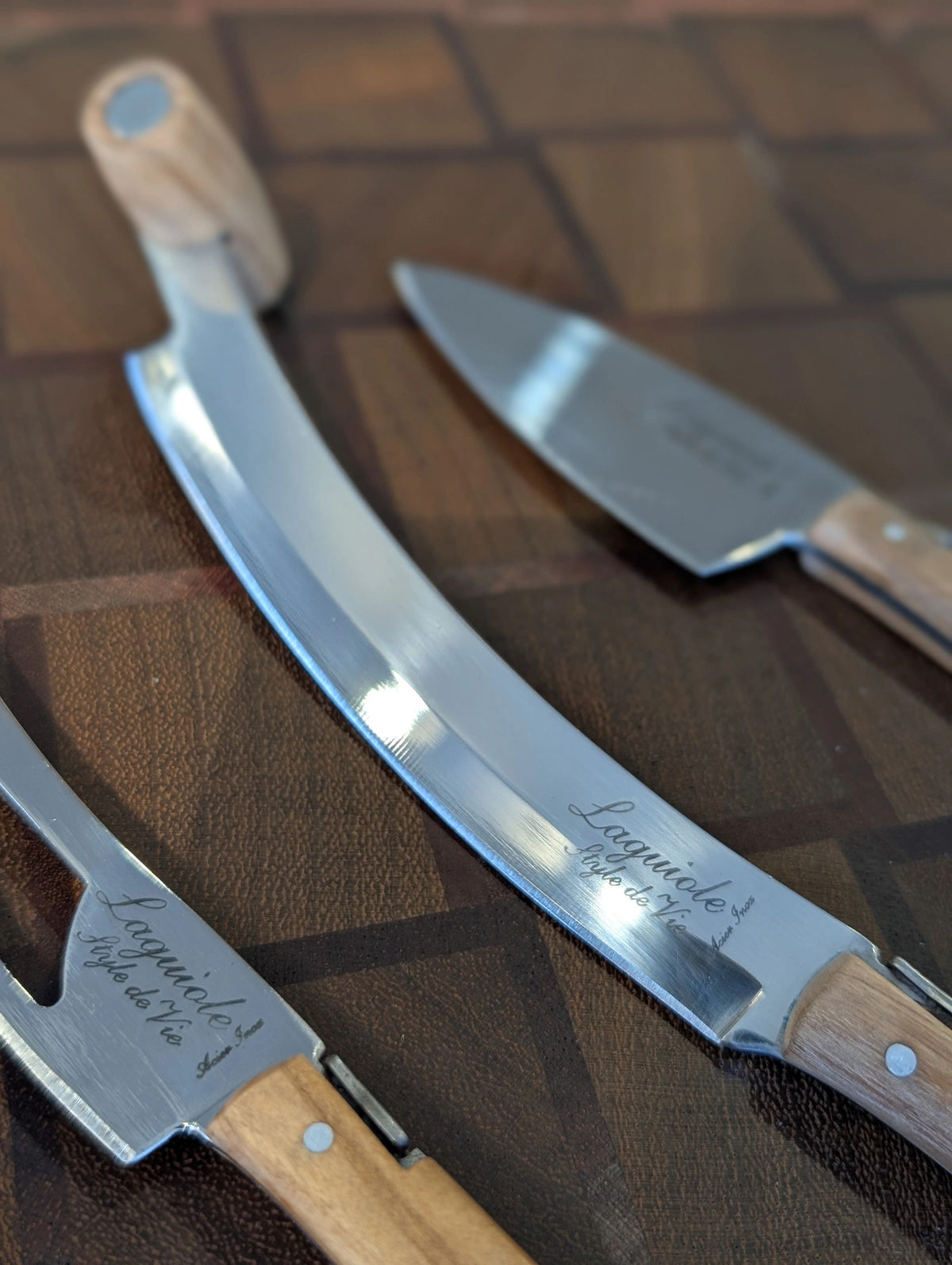 Laguiole Style de Vie Cheese Knives Set Olivewood