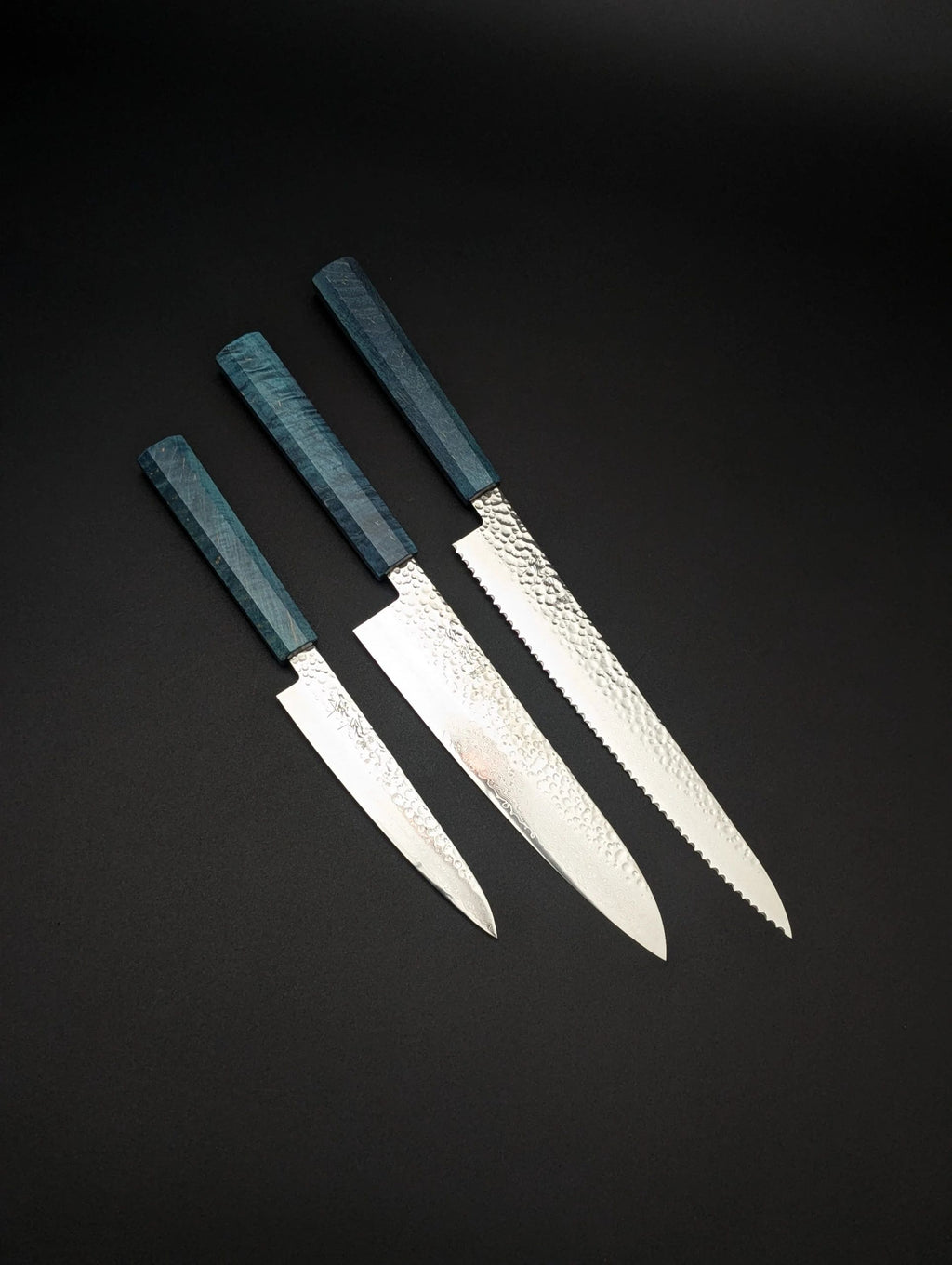 Touroku Sakai VG10 Damascus 3-Piece Knife Set – Azure Pakka Handle