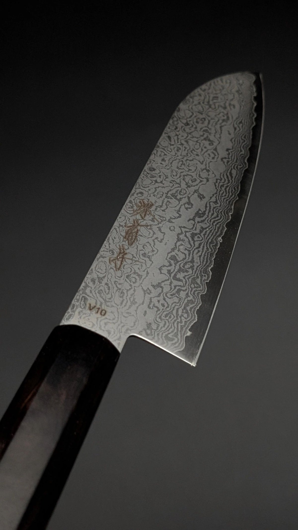 Sakai Kikumori 33V Santoku 180mm VG10 Damascus Ebony