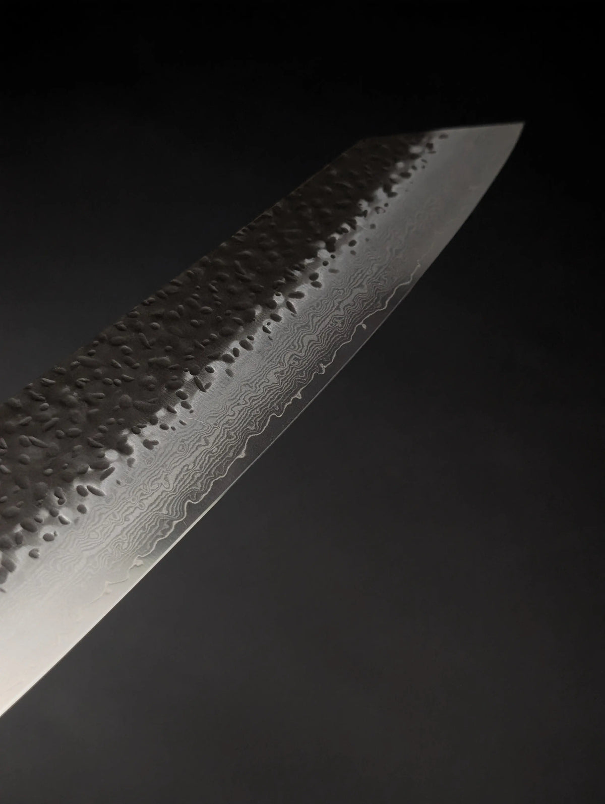 Shizu Gen VG10 Damascus Bunka 190mm – Kurouchi Tsuchime – D-Shape Pakka Wood Handle