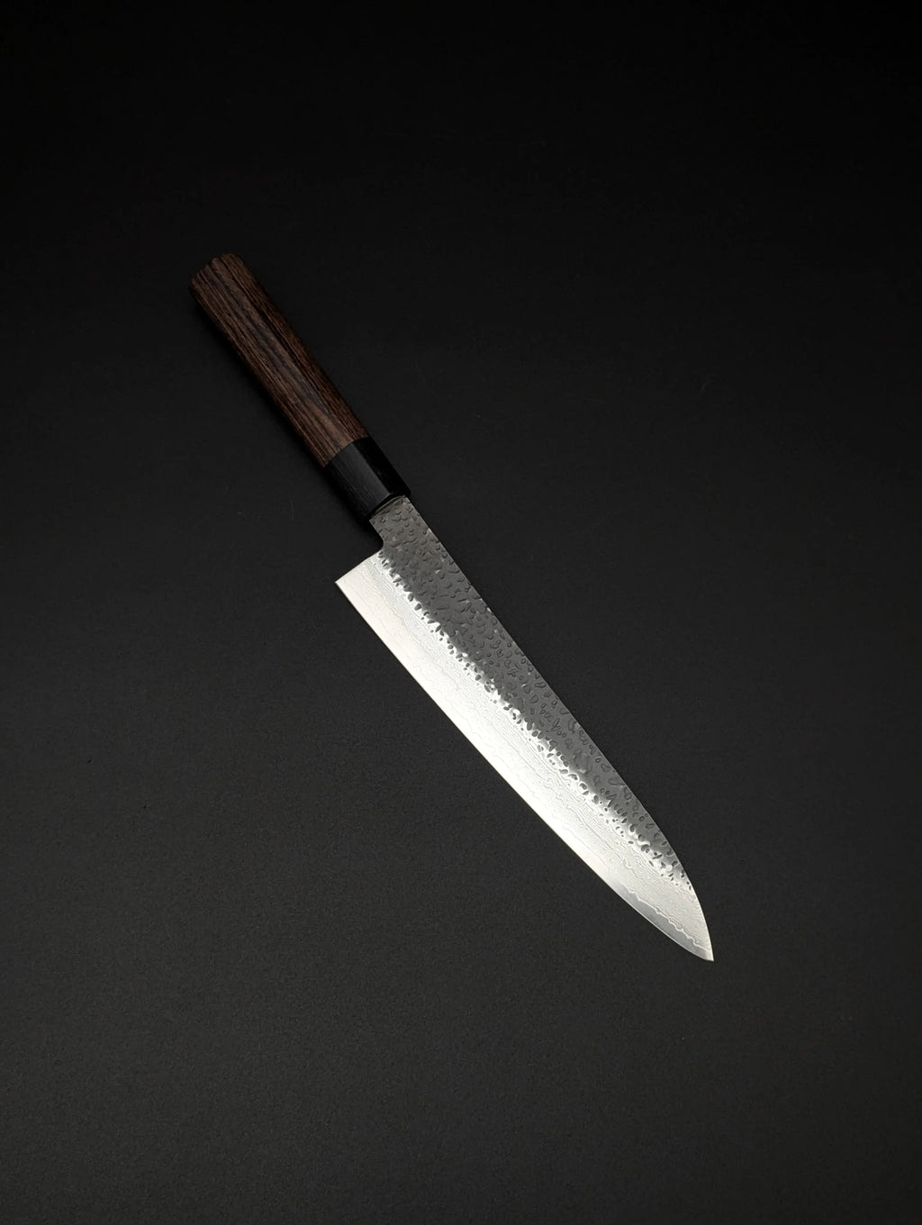 Shizu Gen VG10 Damascus Gyuto 210mm – Kurouchi Tsuchime – D-Shape Pakka Wood Handle