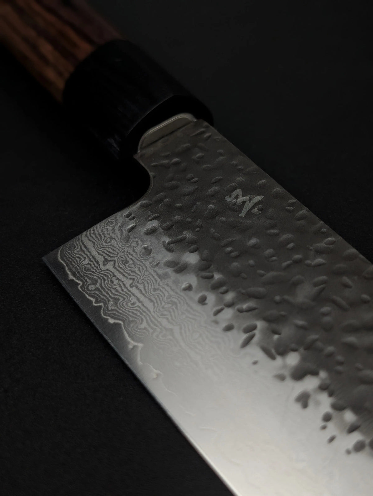 Shizu Gen VG10 Damascus Gyuto 210mm – Kurouchi Tsuchime – D-Shape Pakka Wood Handle