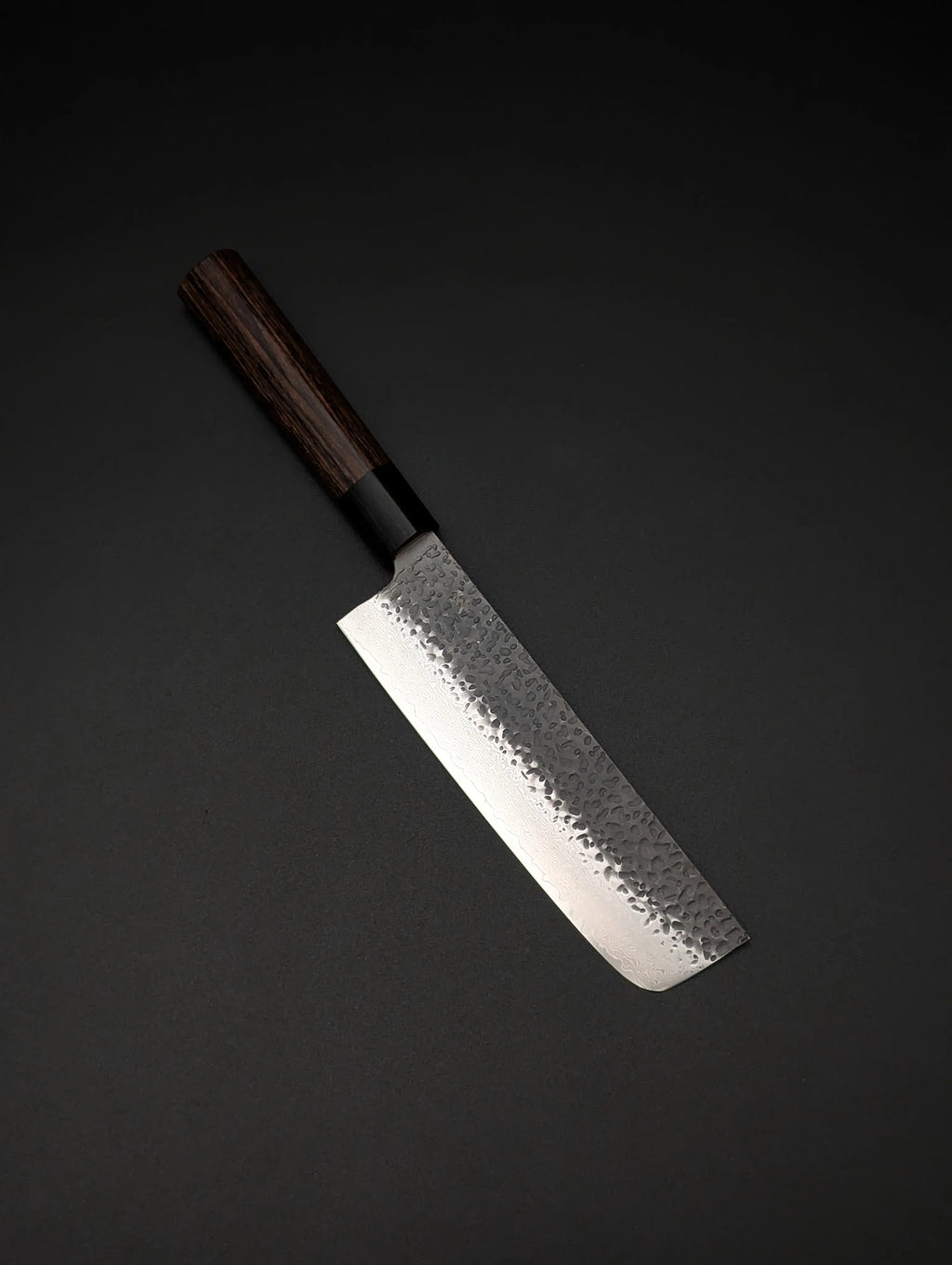 Shizu Gen VG10 Damascus Nakiri 160mm – Kurouchi Tsuchime – D-Shape Pakka Wood Handle
