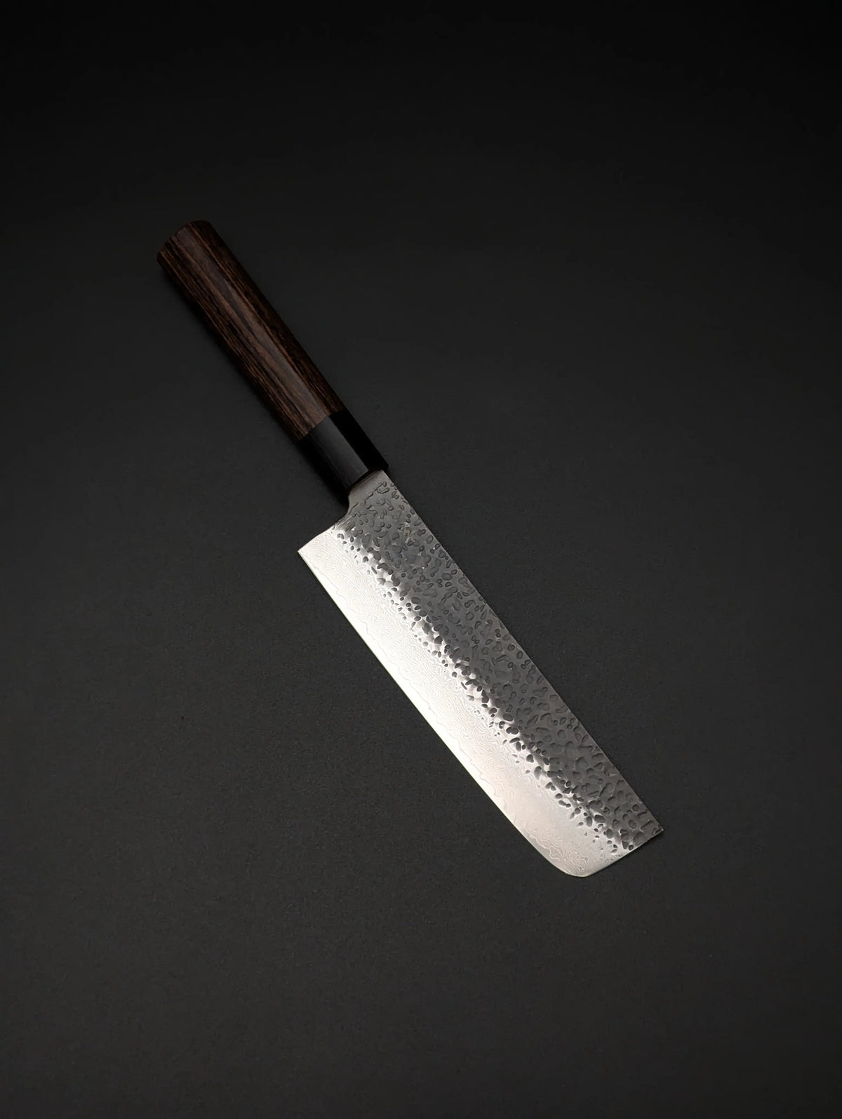 Shizu Gen VG10 Damascus Nakiri 160mm – Kurouchi Tsuchime – D-Shape Pakka Wood Handle
