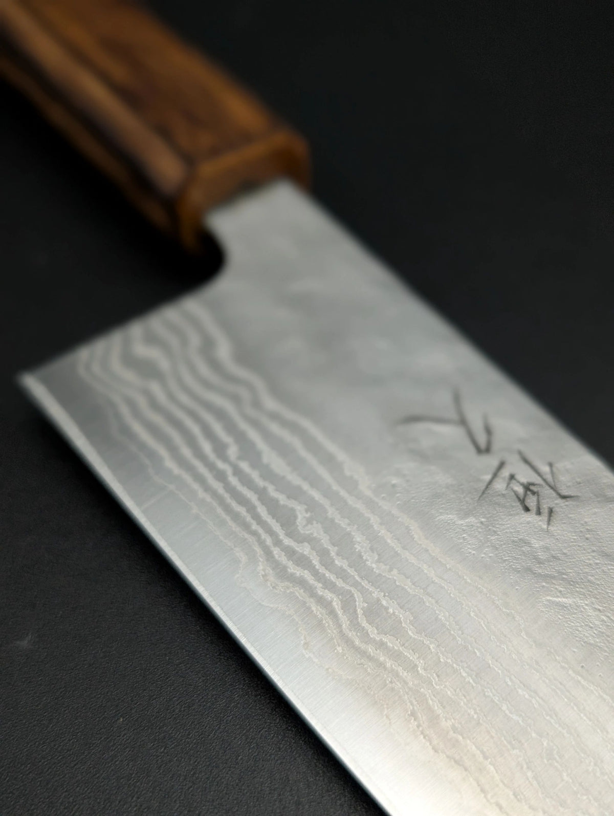 Tsunehisa 440C Damascus Gyuto 210mm – Roasted Oak Handle