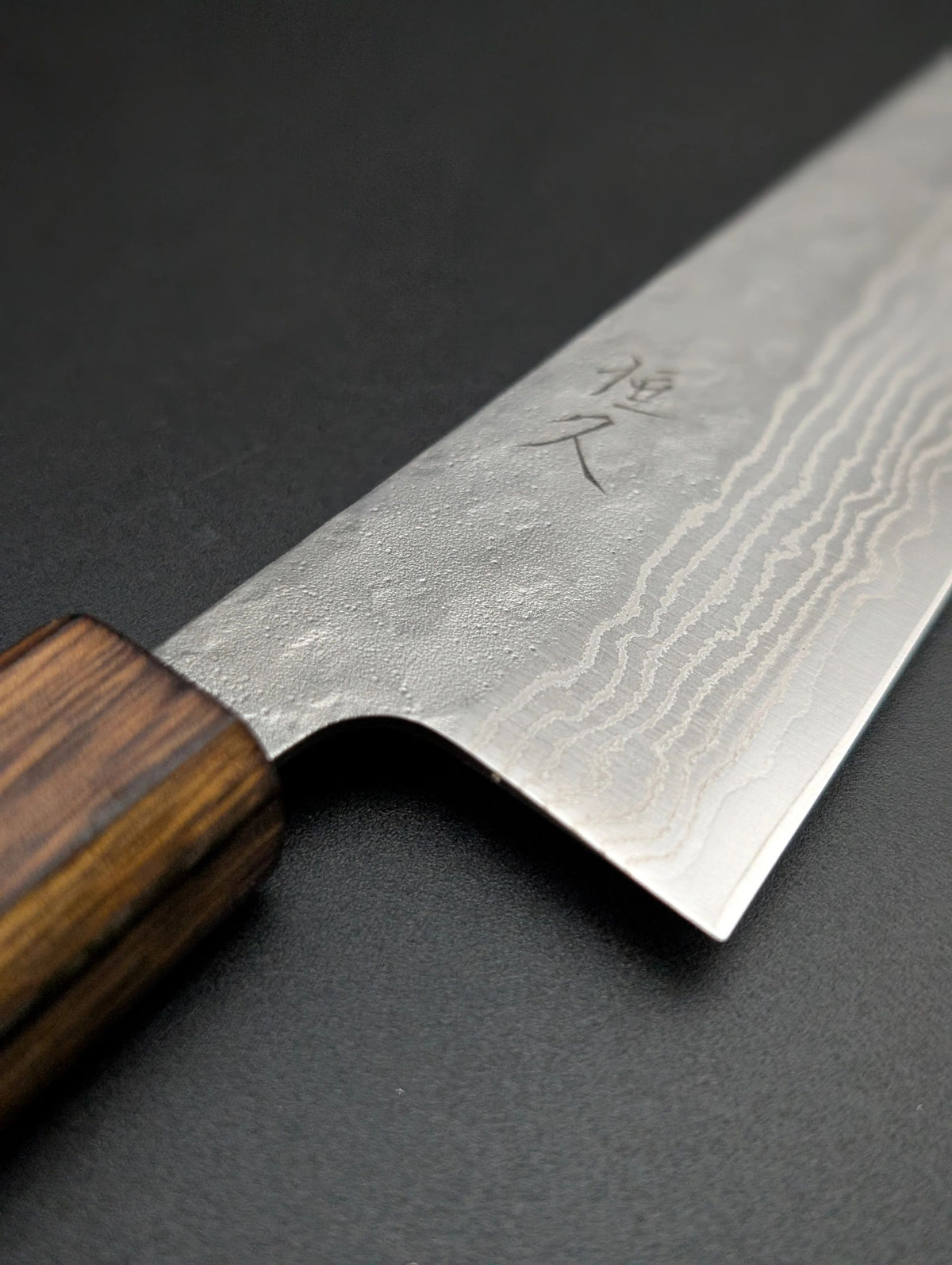 Tsunehisa 440C Damascus Gyuto 210mm – Roasted Oak Handle