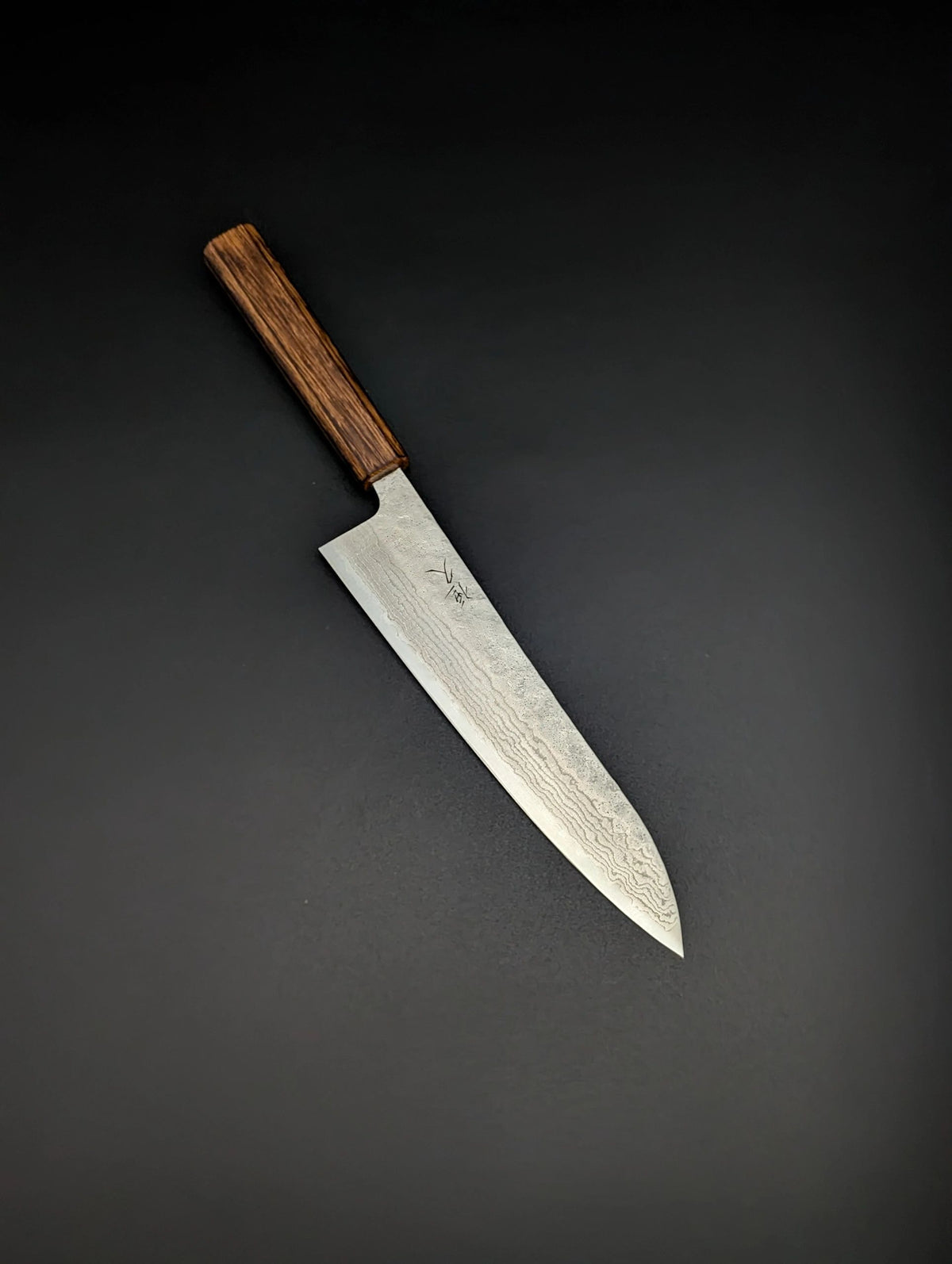 Tsunehisa 440C Damascus Gyuto 210mm – Roasted Oak Handle
