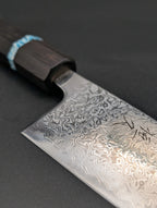 Tsunehisa SRS13 Damascus Santoku 180mm – Ebony & Blue Marble Handle
