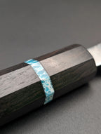 Tsunehisa SRS13 Damascus Santoku 180mm – Ebony & Blue Marble Handle