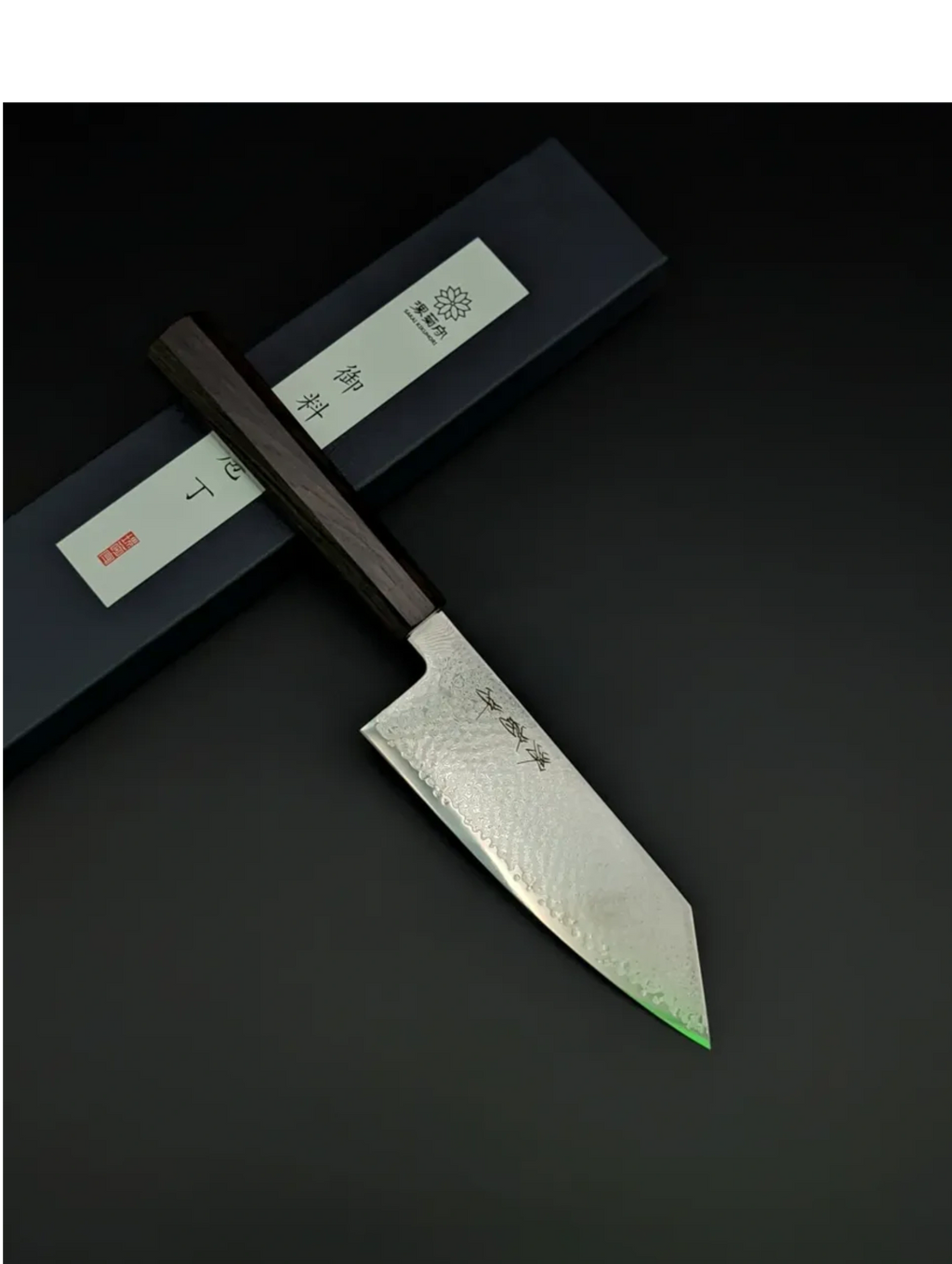 Sakai Kikumori OHS SG2 Damascus Kiritsuke Santoku 165mm – Ebony Handle