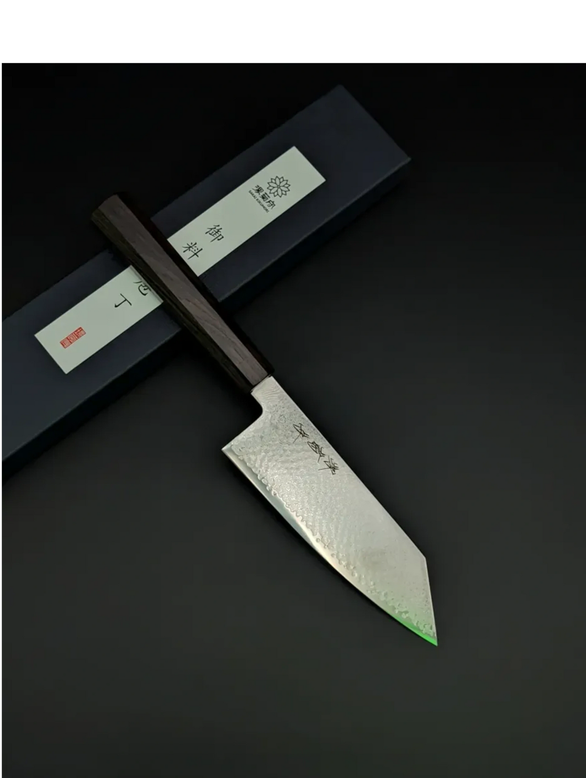 Sakai Kikumori OHS SG2 Damascus Kiritsuke Santoku 165mm – Ebony Handle