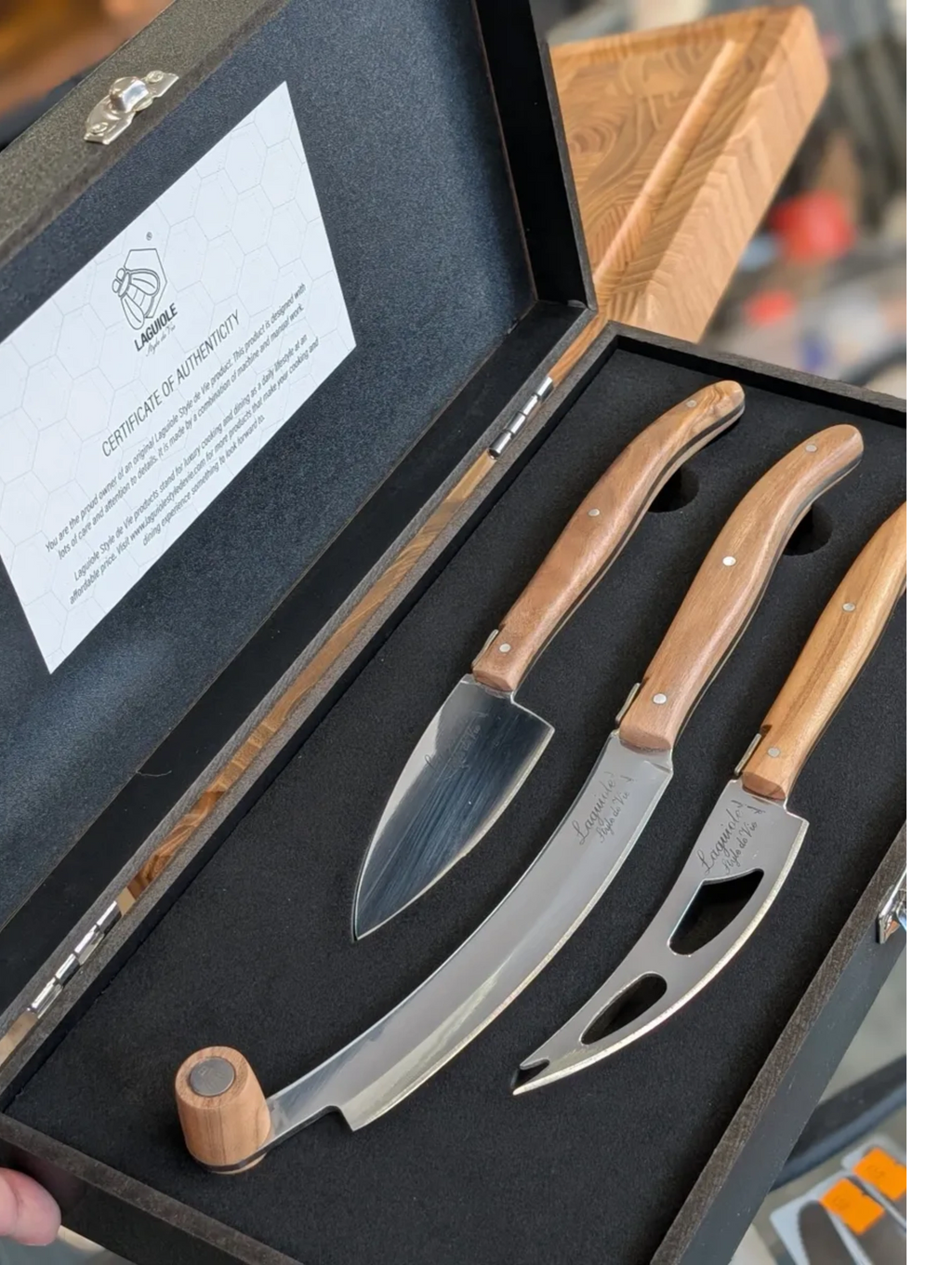 Laguiole Style de Vie Cheese Knives Set Olivewood