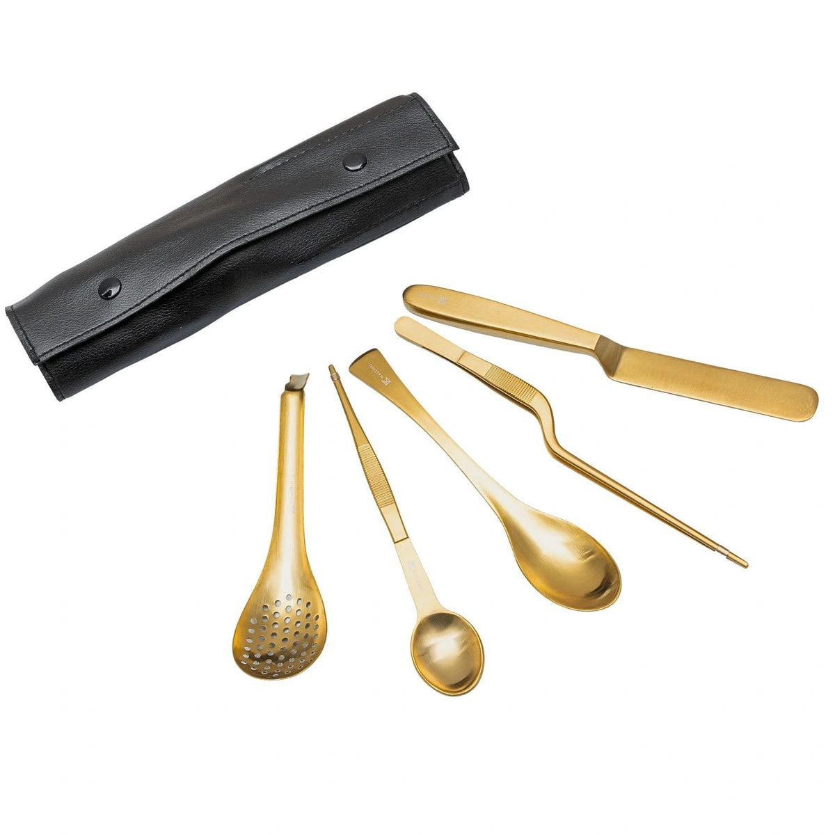Kazoku Gourmet Tools 5-Piece Stainless Steel + Leather Folder