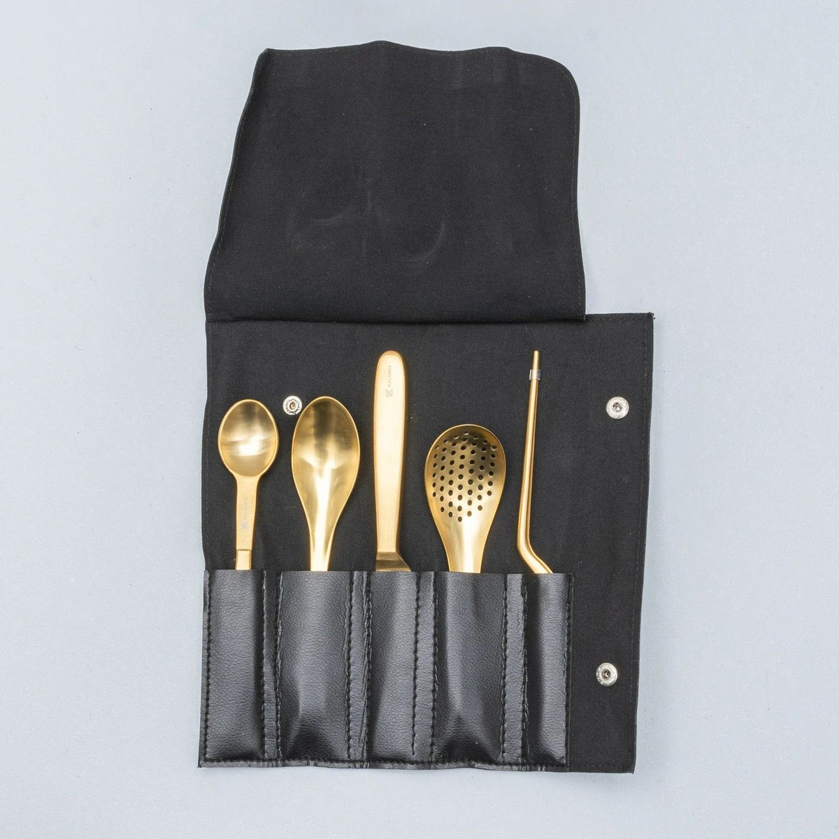 Kazoku Gourmet Tools 5-Piece Stainless Steel + Leather Folder