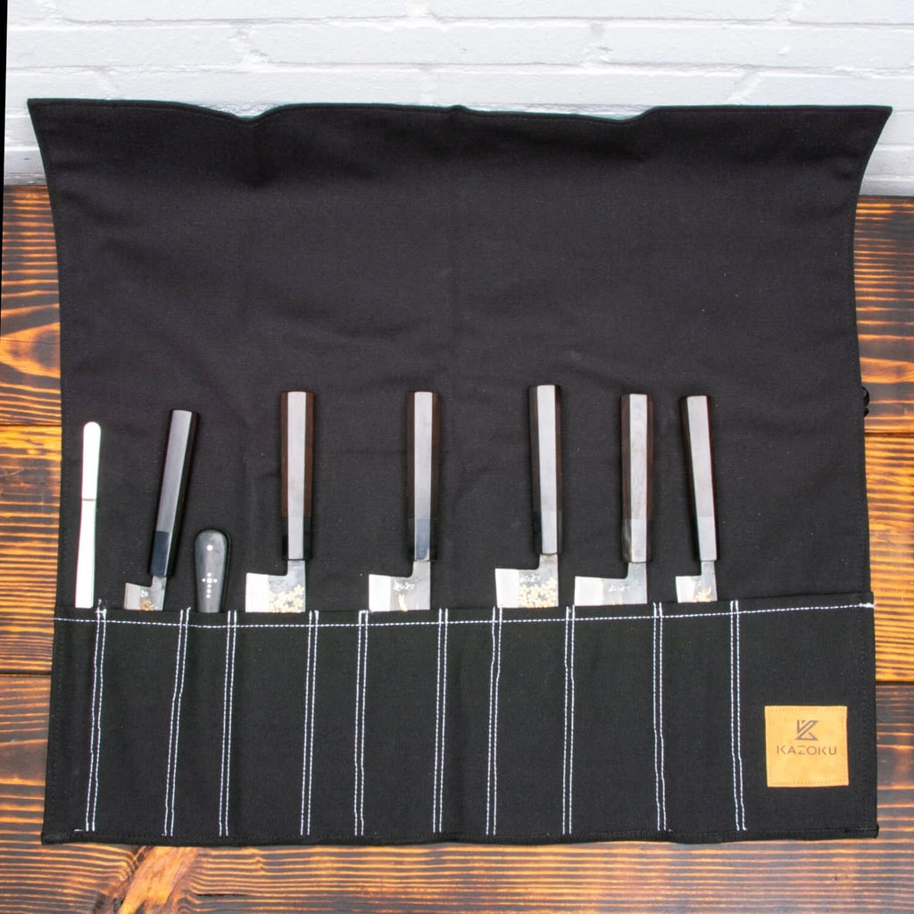 Kazoku Canvas Knife Folder Black 11 compartment