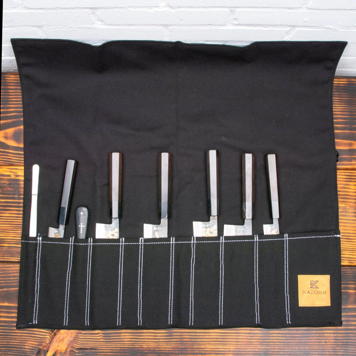 Kazoku Canvas Knife Folder Black 11 compartment