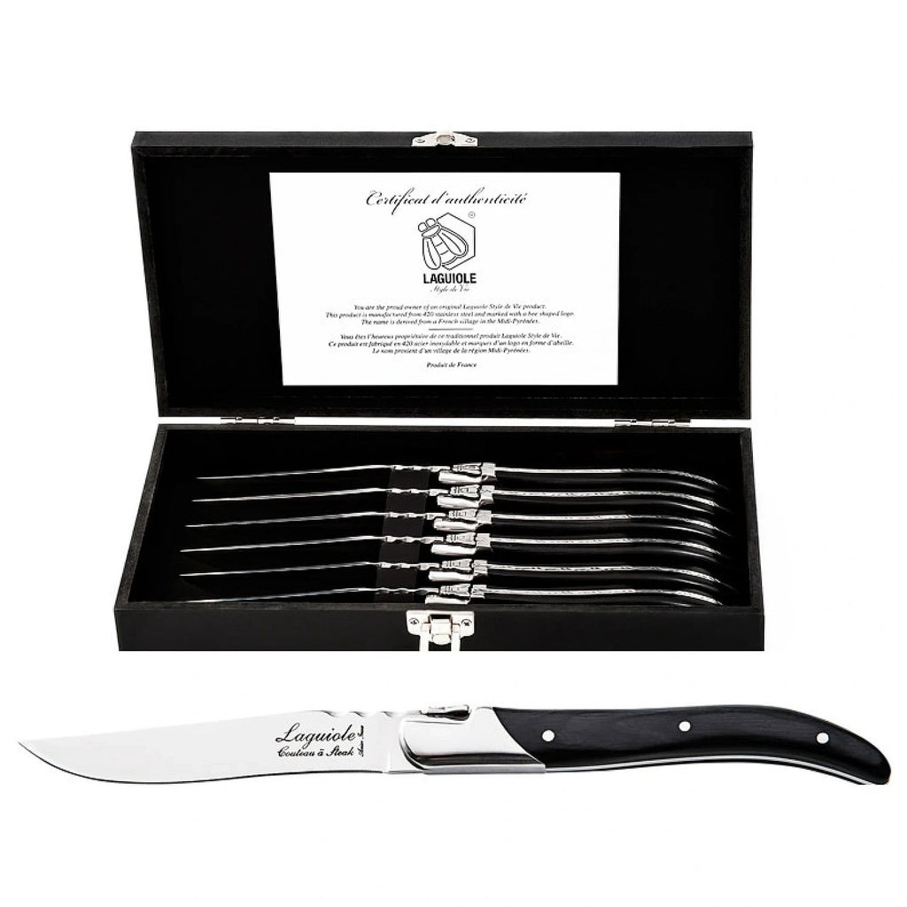 Laguiole Style de Vie Steak Knives Luxury Line Ebony
