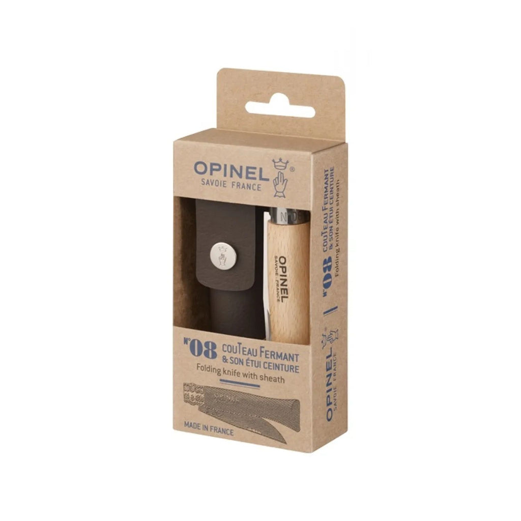 Opinel No. 8 Stainless Pocket Knife with Leather Case