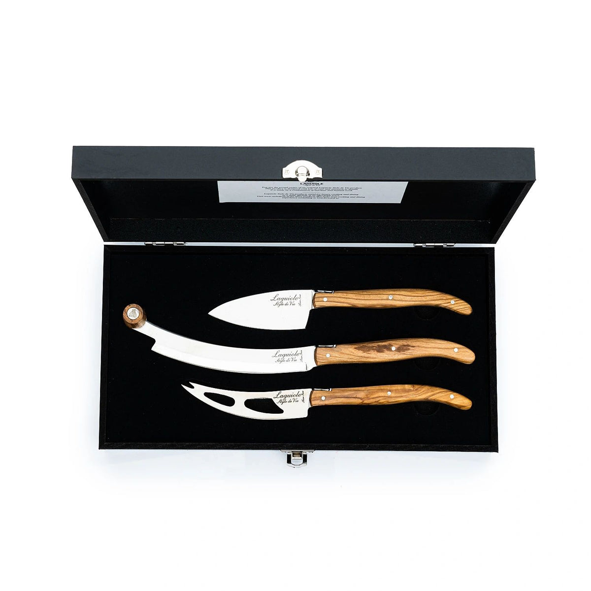 Laguiole Style de Vie Cheese Knives Set Olivewood