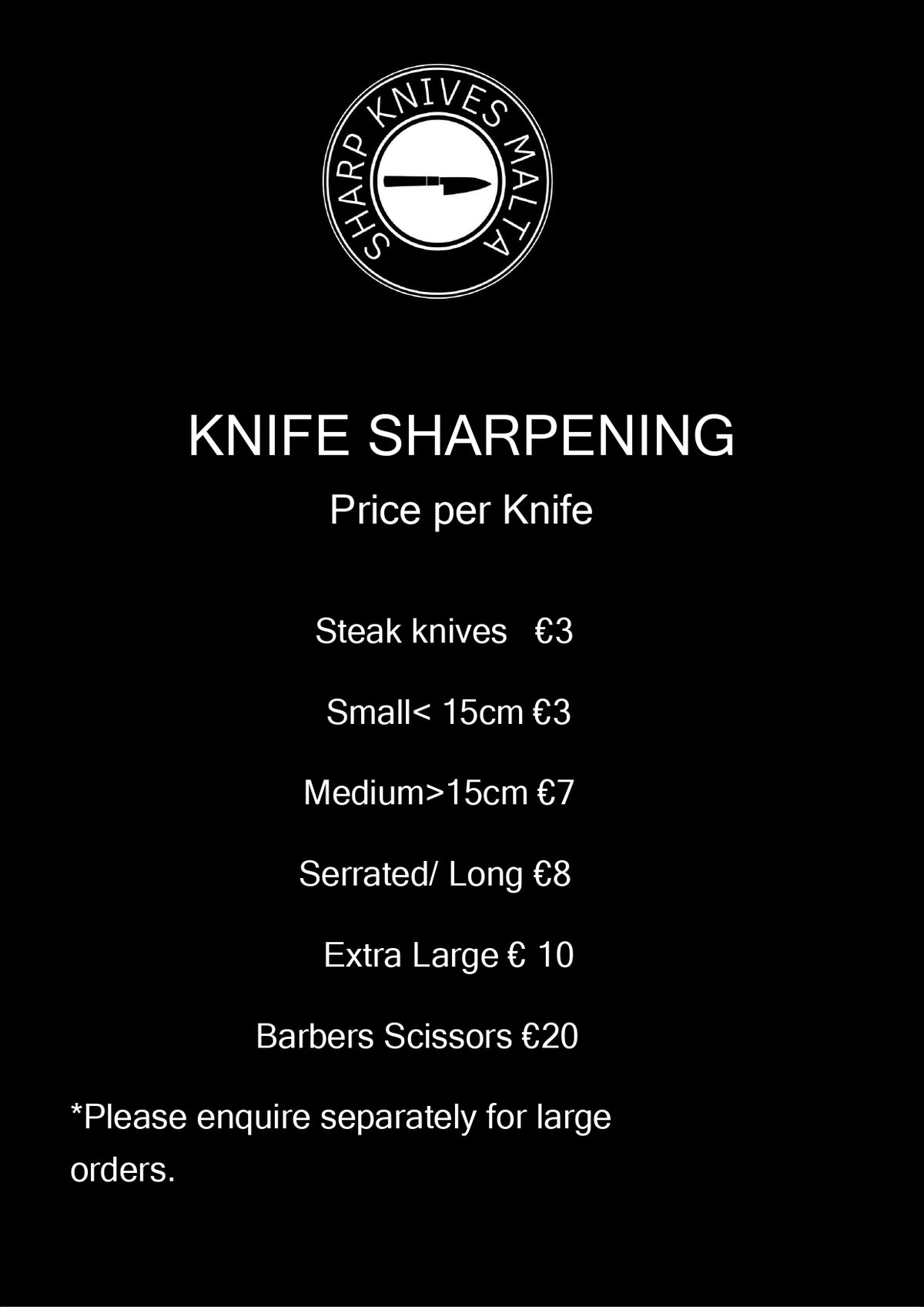 Professional Knife Sharpening Service Malta